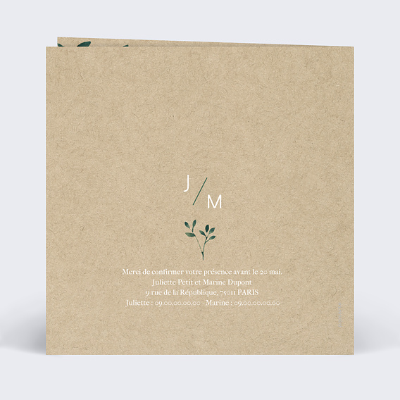 Faire part pacs Ombrage Verso