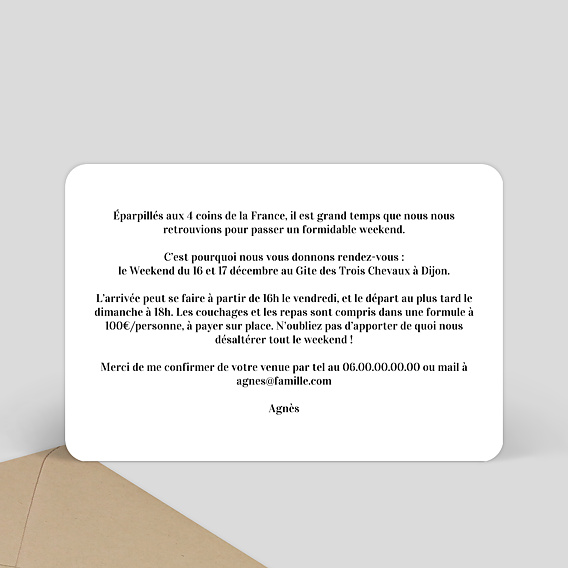 Carte d'invitation Charme Classique Verso
