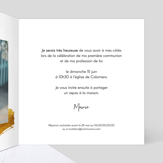 Faire-part communion Jolie Peinture Intérieur Droit