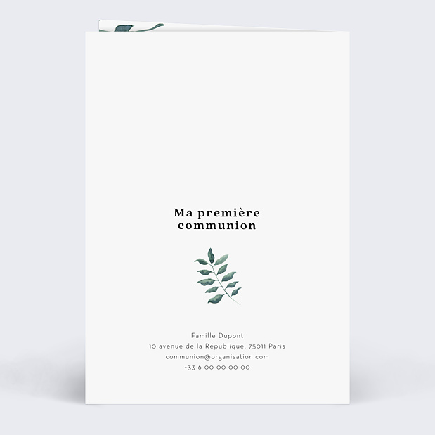 Carte de communion luxe Verso