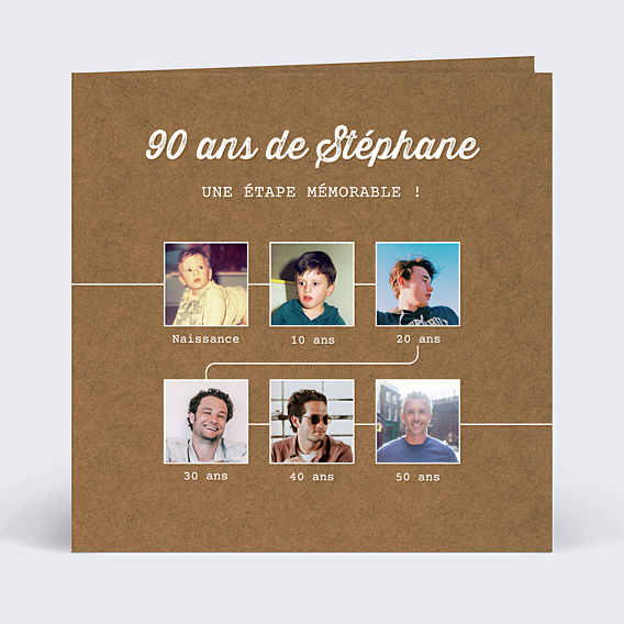 Invitation anniversaire Timeline Kraft