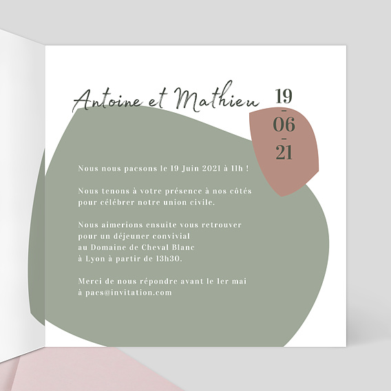 Faire part pacs Argile Intérieur Droit