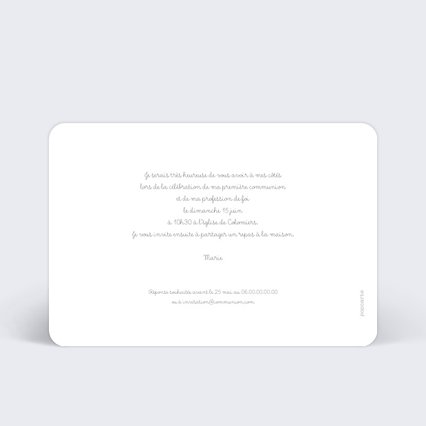Carte De Communion Tirets Popcarte