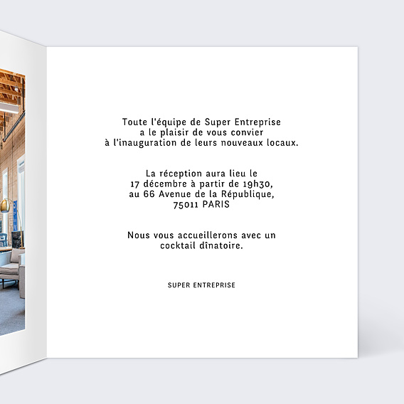 Invitation Professionnelle Dorure Inauguration