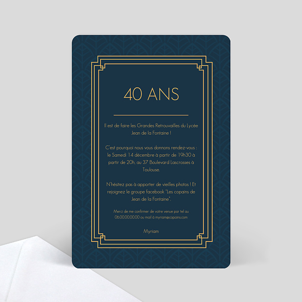 Invitation Années Folles Verso