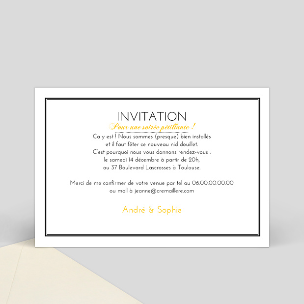 Carte d'invitation champagne Verso