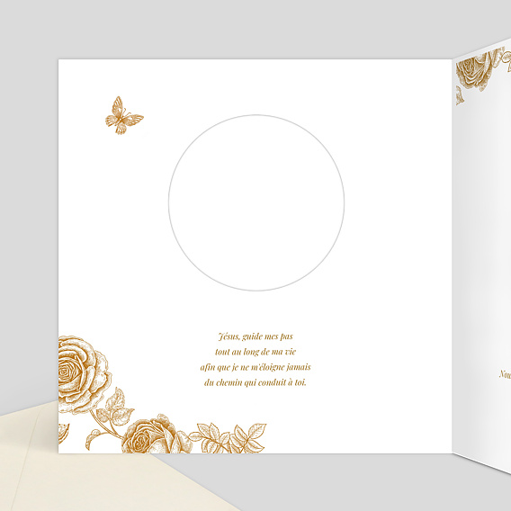 Faire-part communion Découpe Baroque Intérieur Gauche