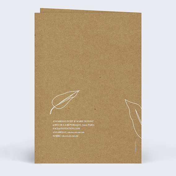 Faire part pacs Esquisse Bohème Verso