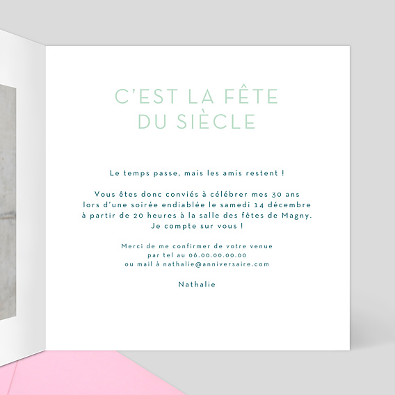 Invitation anniversaire Dorure C'est la Fête Intérieur Droit