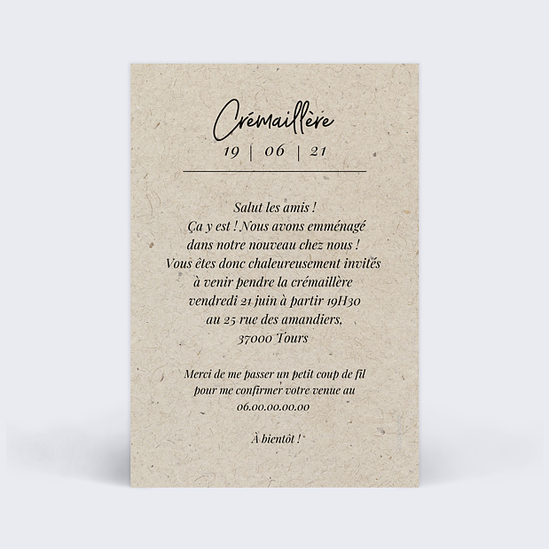 Invitation Carte Chinée IV Verso