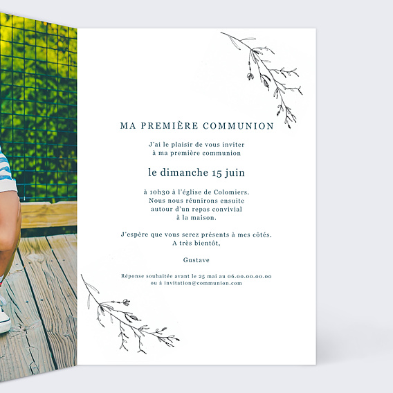 Faire-part communion Idylle Intérieur Droit