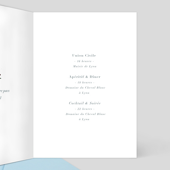 Faire part pacs Illustration Douceur Intérieur Droit