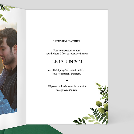 Faire part pacs White Garden Intérieur Droit