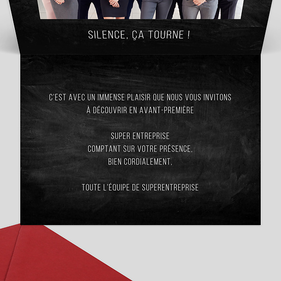 Invitation professionnelle Clap Tournage Intérieur Droit