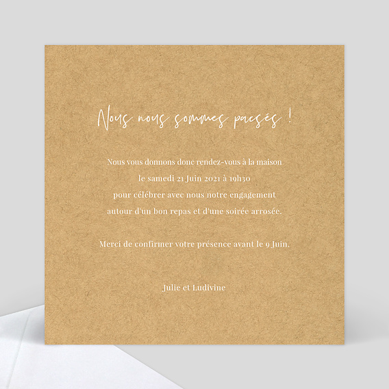 Faire part pacs Lauriers Verso