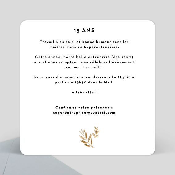 Invitation professionnelle Golden Jungle Verso