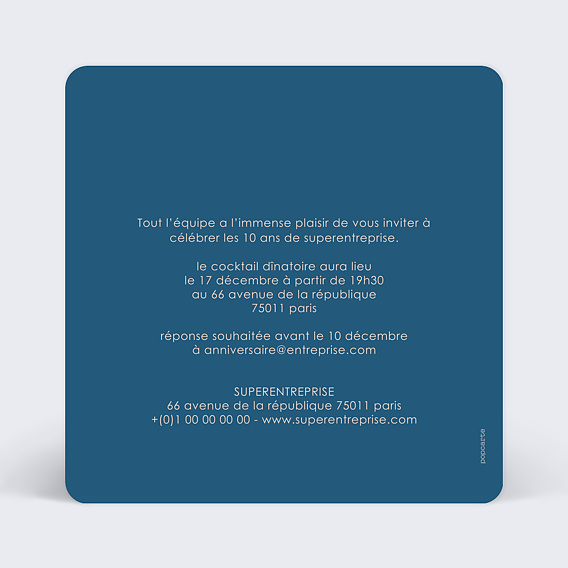 Invitation professionnelle Velours Verso