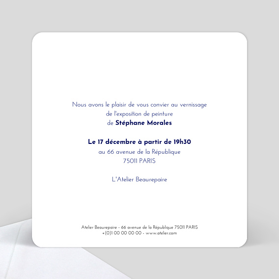 Invitation professionnelle Vernissage Bulles Ocre Verso