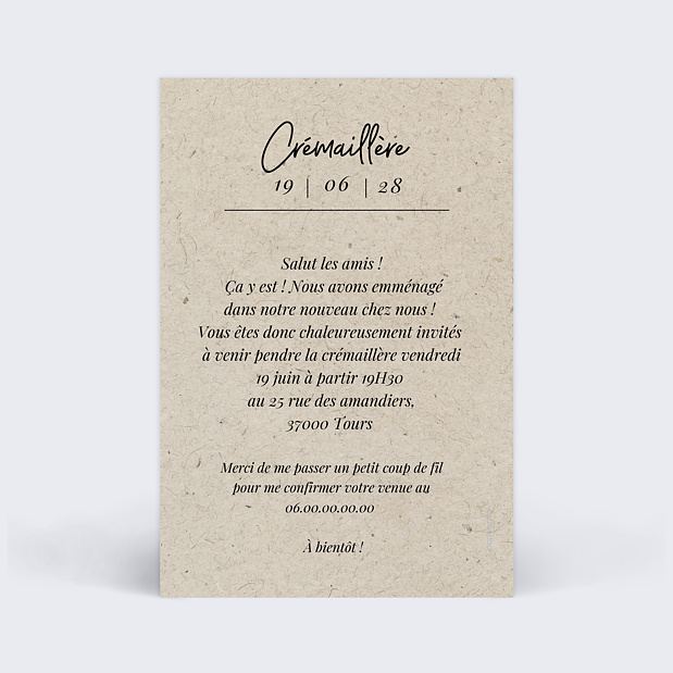 Invitation Carte Chinée Verso
