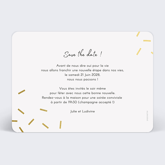 Faire part pacs Oui Chic Verso