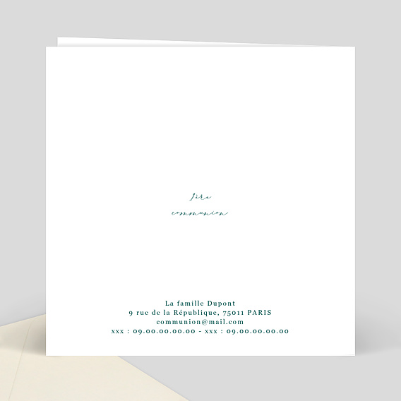 Faire-part communion Herbarium Verso