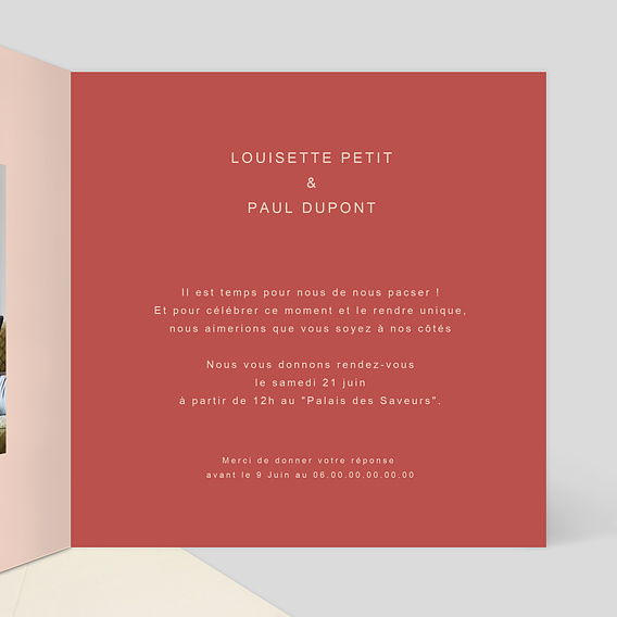 Faire part pacs Collection Velours Intérieur Droit