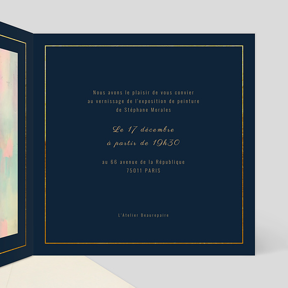 Invitation professionnelle Vernissage Guinguette Intérieur Droit