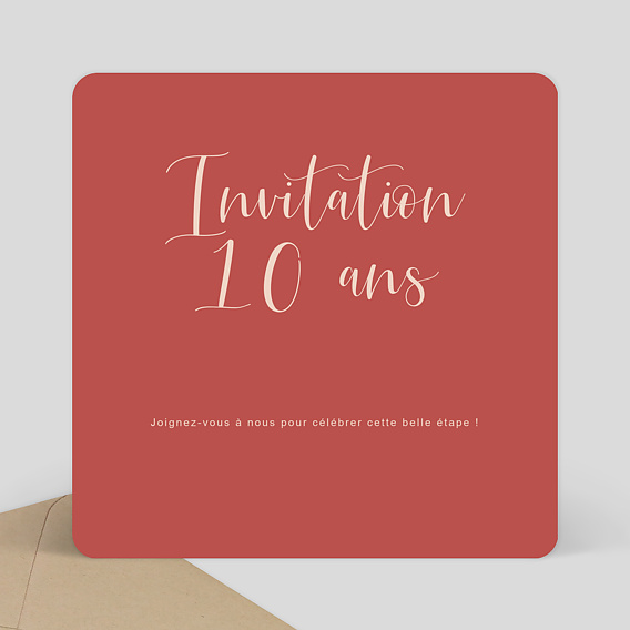 Invitation Professionnelle Velours 10 Ans