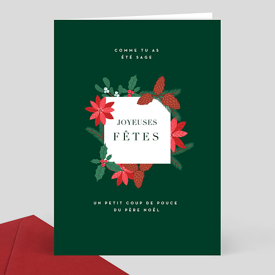 Carte de Noël Branches de Houx Bon Pour
