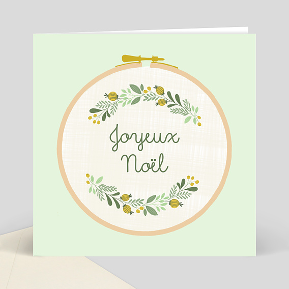 Carte de Noël Jolie Broderie Noël