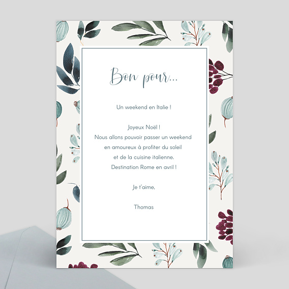 Carte de Noël  Feuillage Verso