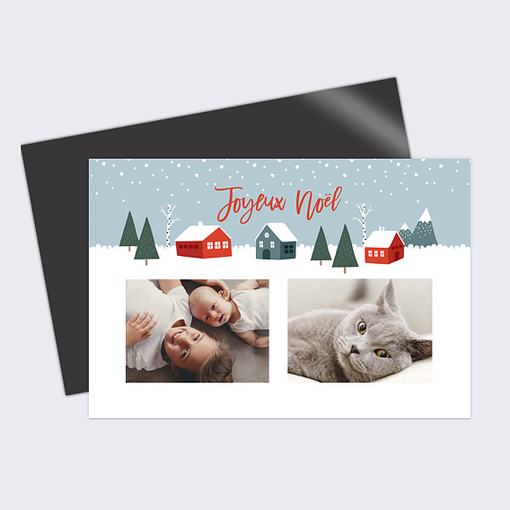 Carte de Noël  Village Hiver Après 4