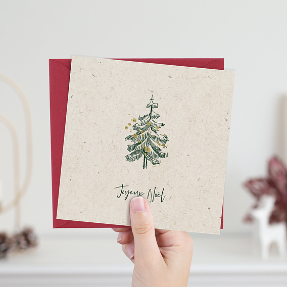Carte de Noël  Joli Sapin Kraft Après 4