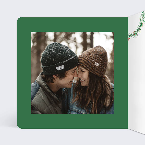 Carte de Noël  Couronne de Noël sans photo Intérieur Gauche