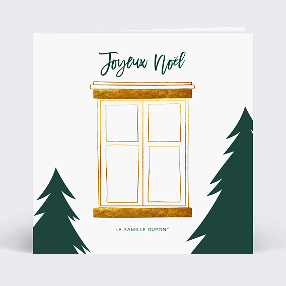 Carte de Noël Découpe Fenêtre Recto
