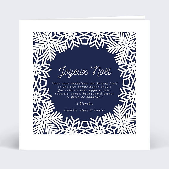Carte de Noël  Découpe Flocons Recto