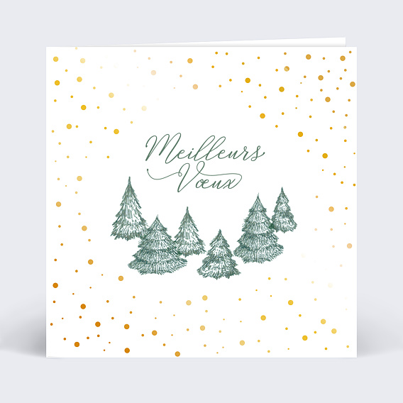 Carte de Noël Dorure Pois Sapins Recto