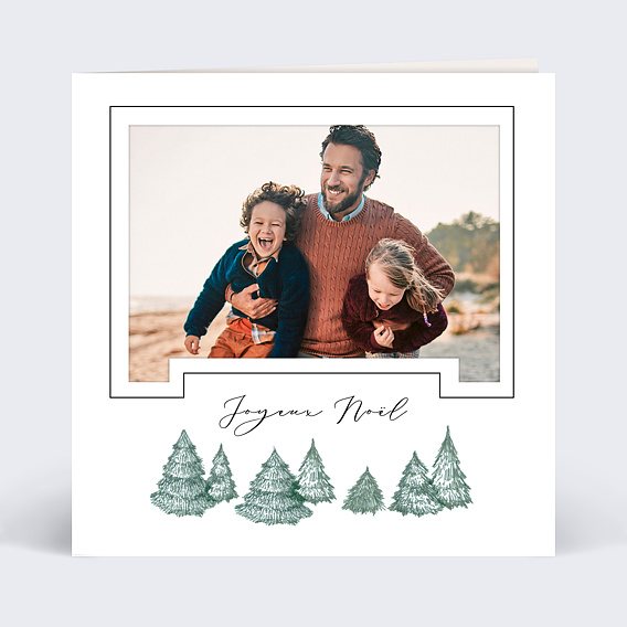 Carte de Noël  Sapins enneigés Recto
