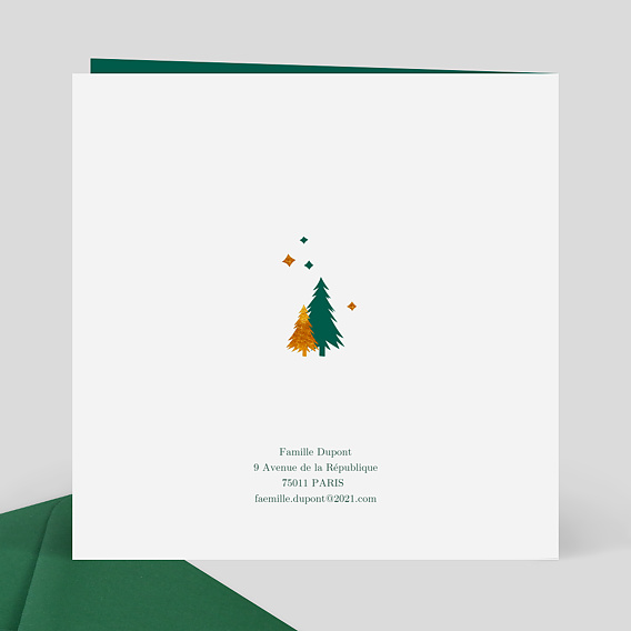 Carte de Noël  Découpe paysage d'hiver Verso