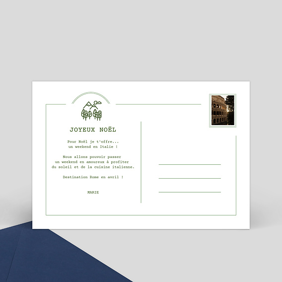 Carte de Noël  Montagne Vintage Verso