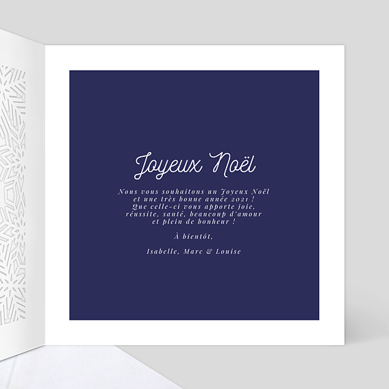 Carte de Noël  Découpe Flocons Intérieur Droit