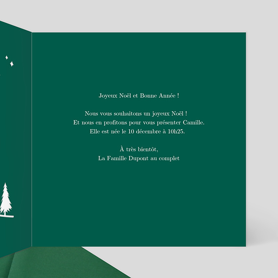 Carte de Noël  Découpe paysage d'hiver Intérieur Droit