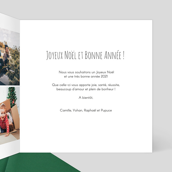 Carte de Noël Dorure Etoiles Noël 3 Photos Intérieur Droit