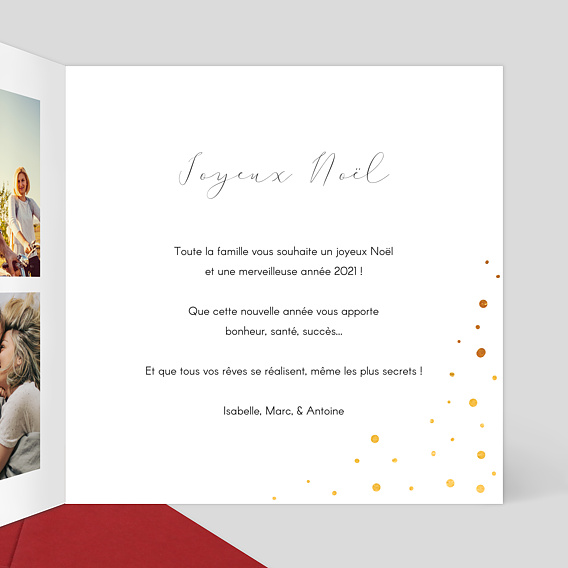 Carte de Noël  Dorure pois joyeux noel Intérieur Droit
