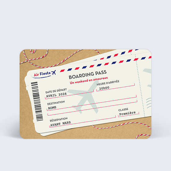 Carte de Noël Boarding pass - Bon pour