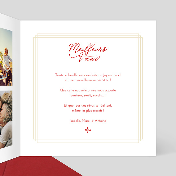 Carte de Noël Dorure cadre meilleurs voeux Intérieur Droit