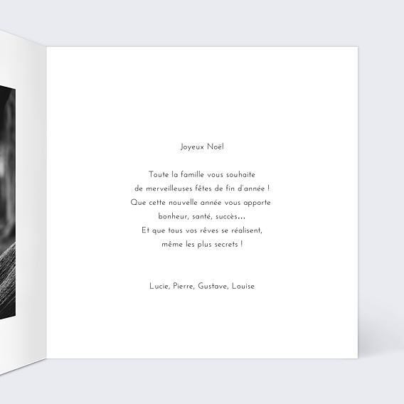 Carte de Noël  Dorure cadre 4 photos Intérieur Droit