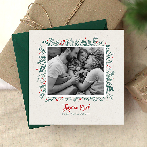 Carte de Noël Cadre Photo Festif
