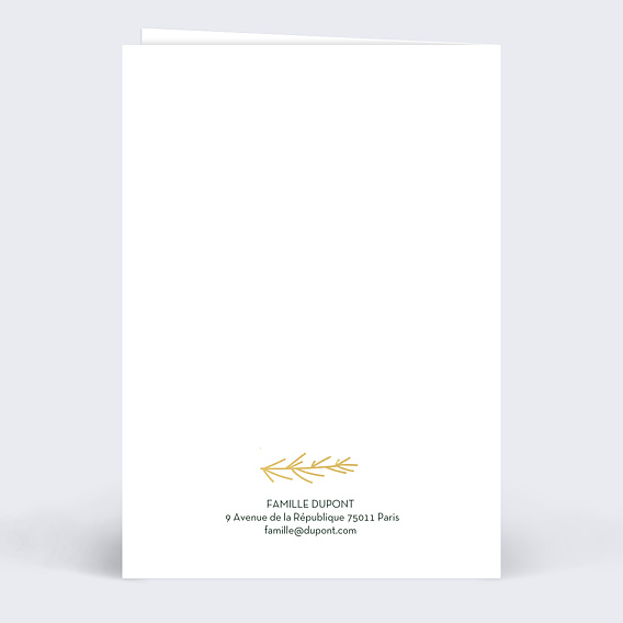 Carte de Noël  Cadre Végétal Ocre  Verso