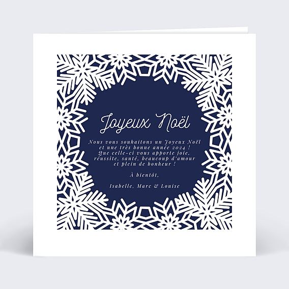 Carte de Noël Découpe Flocons Recto